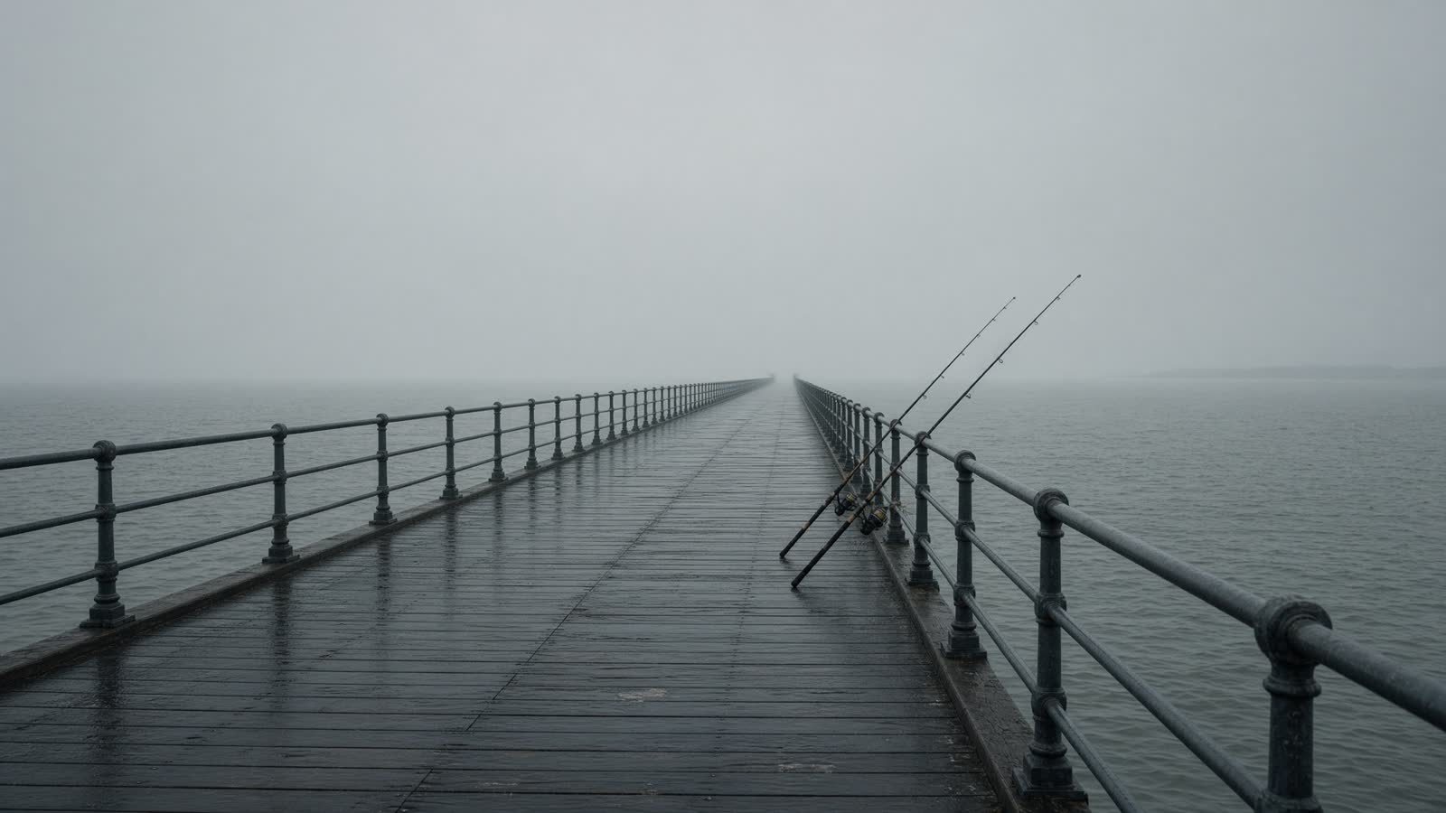 A pier at dawn. Decorative, not a catch.